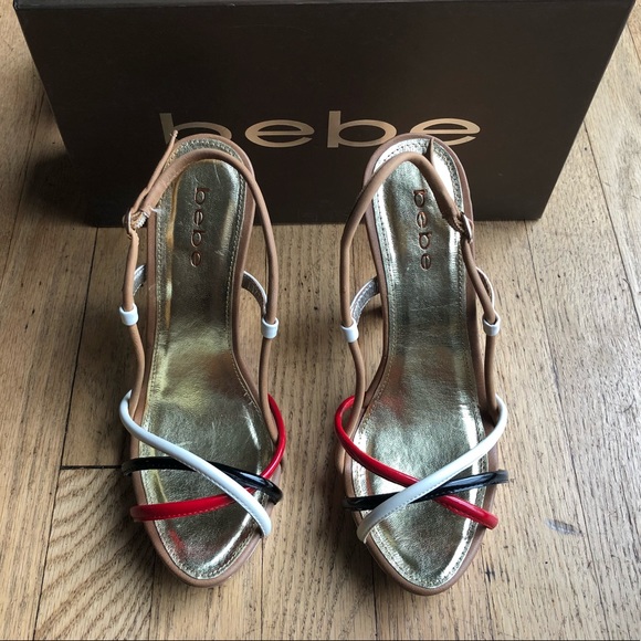 Bebe Lizzette Strap Sandals-Gold Red Combo - Picture 4 of 5